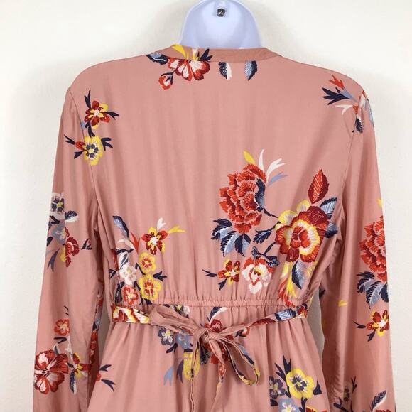 OLD NAVY Maternity Long Sleeve Pintuck Pink Floral Midi Shift Dress size Small - Picture 6 of 9